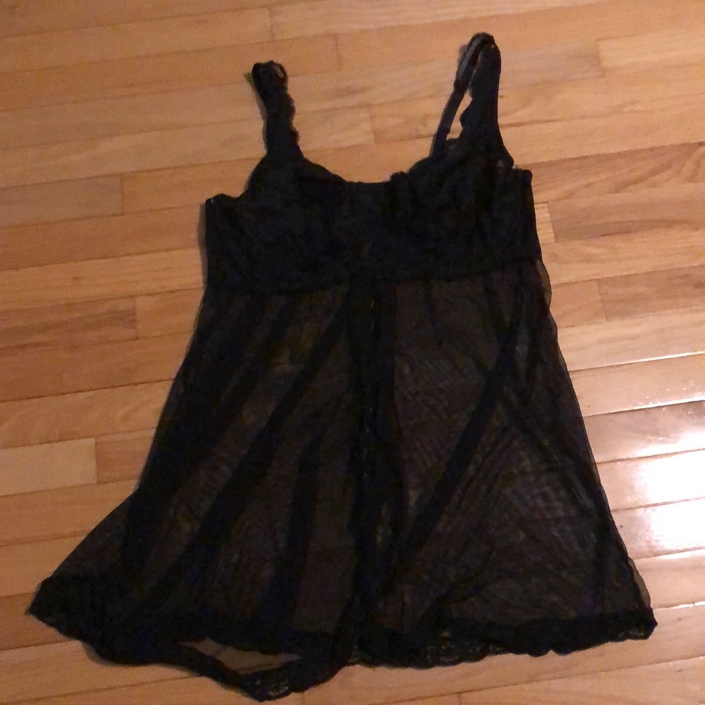 Black lace nightie with underwire adjustable bra